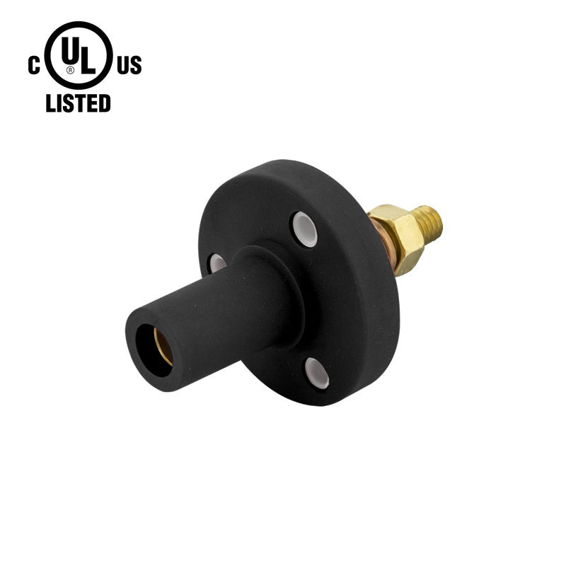 KL-150SFBK - K-LOK 150A Female CAM-Type Panel Mount Receptacle, Threaded Stud, Black