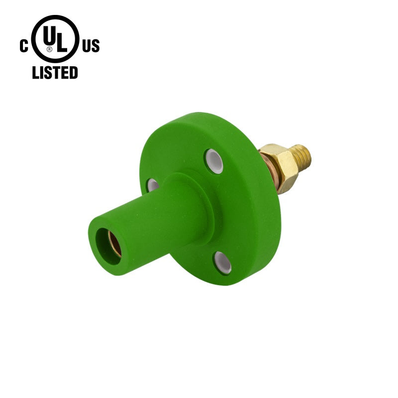 KL-150SFG - K-LOK 150A Female CAM-Type Panel Mount Receptacle, Threaded Stud, Green
