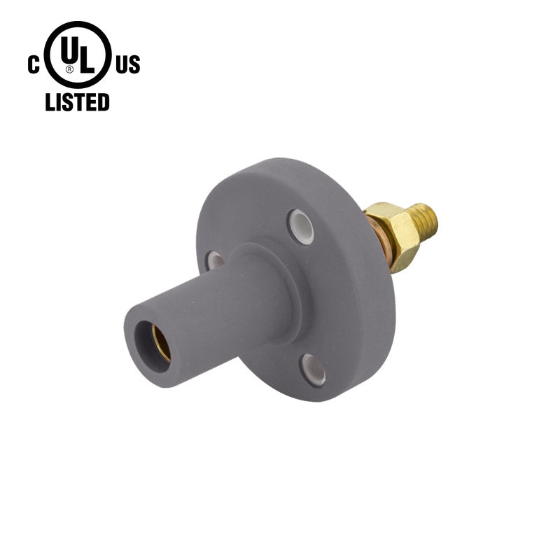 KL-150SFGY - K-LOK 150A Female CAM-Type Panel Mount Receptacle, Threaded Stud, Grey