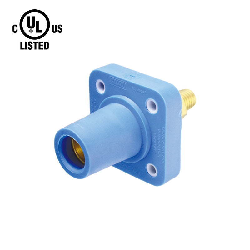 KL-400SFB - K-LOK 400A Female CAM-Type Panel Mount Receptacle, Threaded Stud, Blue