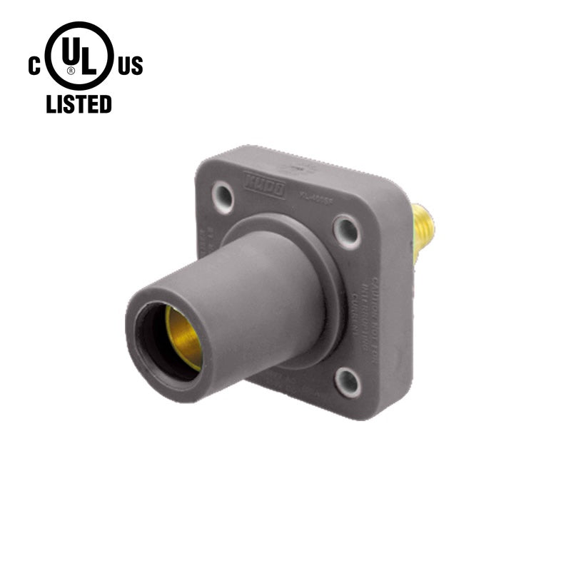 KL-400SFGY - K-LOK 400A Female CAM-Type Panel Mount Receptacle, Threaded Stud, Grey