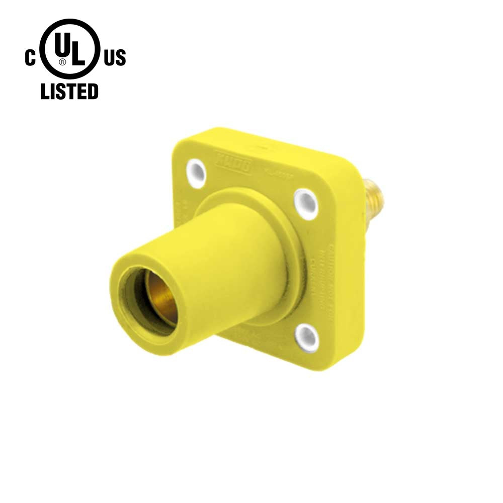 KL-400SFY - K-LOK 400A Female CAM-Type Panel Mount Receptacle, Threaded Stud, Yellow
