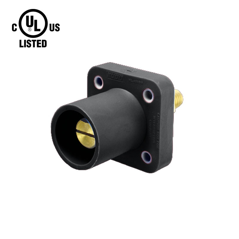 KL-400SMBK - K-LOK 400A Male CAM-Type Panel Mount Receptacle, Threaded Stud, Black