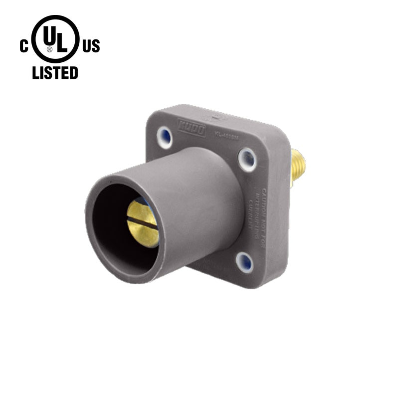 KL-400SMGY - K-LOK 400A Male CAM-Type Panel Mount Receptacle, Threaded Stud, Grey