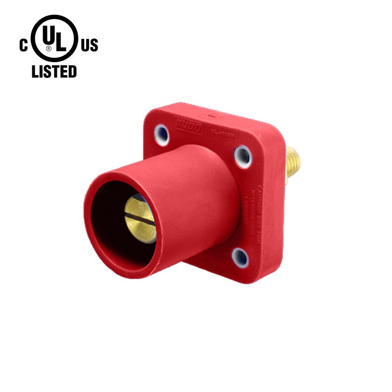 KL-400SMR - K-LOK 400A Male CAM-Type Panel Mount Receptacle, Threaded Stud, Red