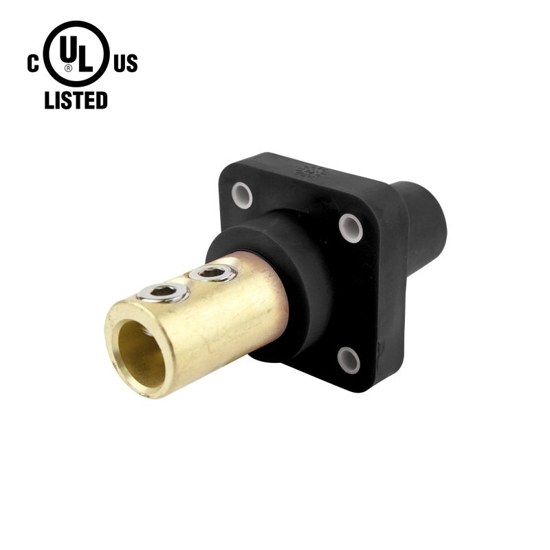 KL-400SSFBK - K-LOK 400A Female CAM-Type Panel Mount Receptacle, Double Set Screw, Black