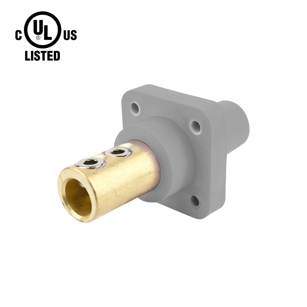 KL-400SSFGY - K-LOK 400A Female CAM-Type Panel Mount Receptacle, Double Set Screw, Grey