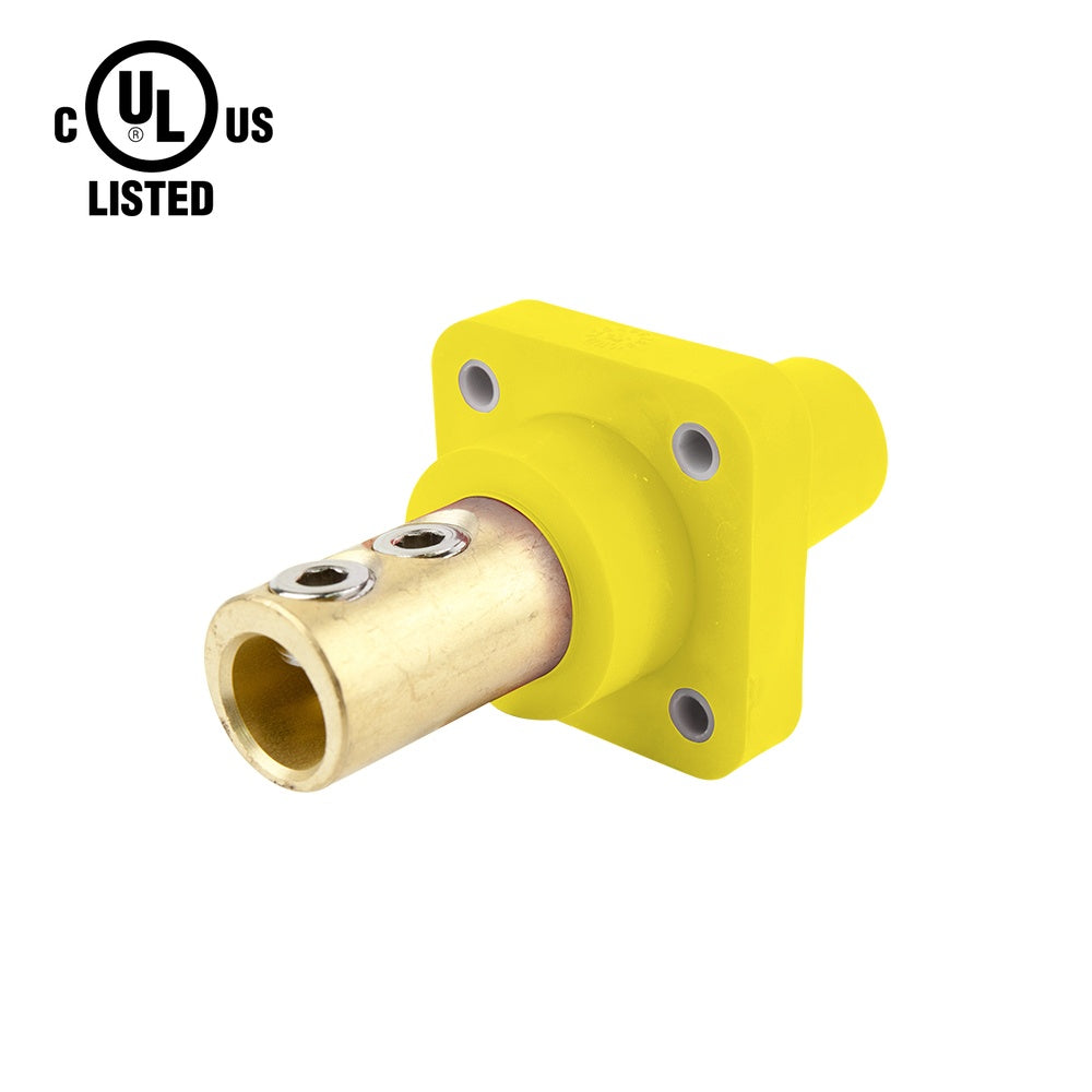 KL-400SSFY - K-LOK 400A Female CAM-Type Panel Mount Receptacle, Double Set Screw, Yellow