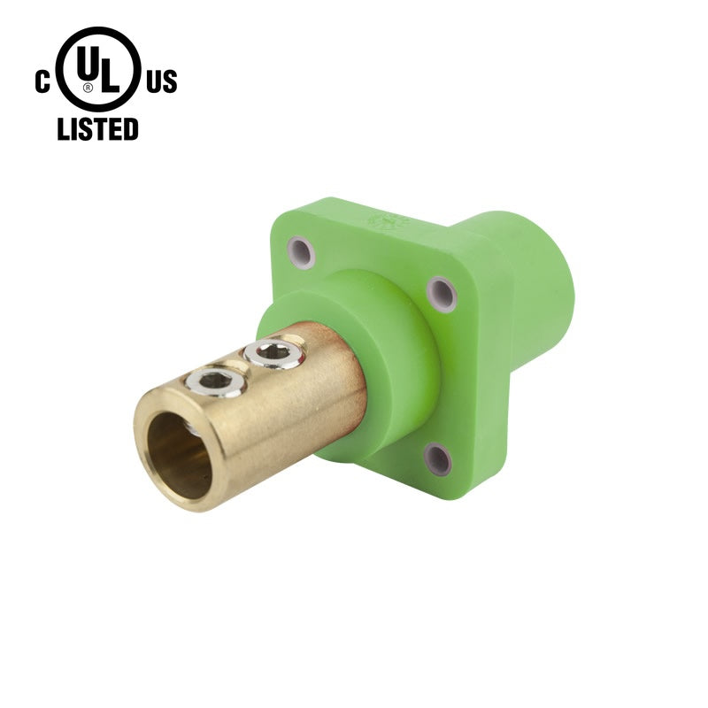 KL-400SSMG - K-LOK 400A Male CAM-Type Panel Mount Receptacle, Double Set Screw, Green