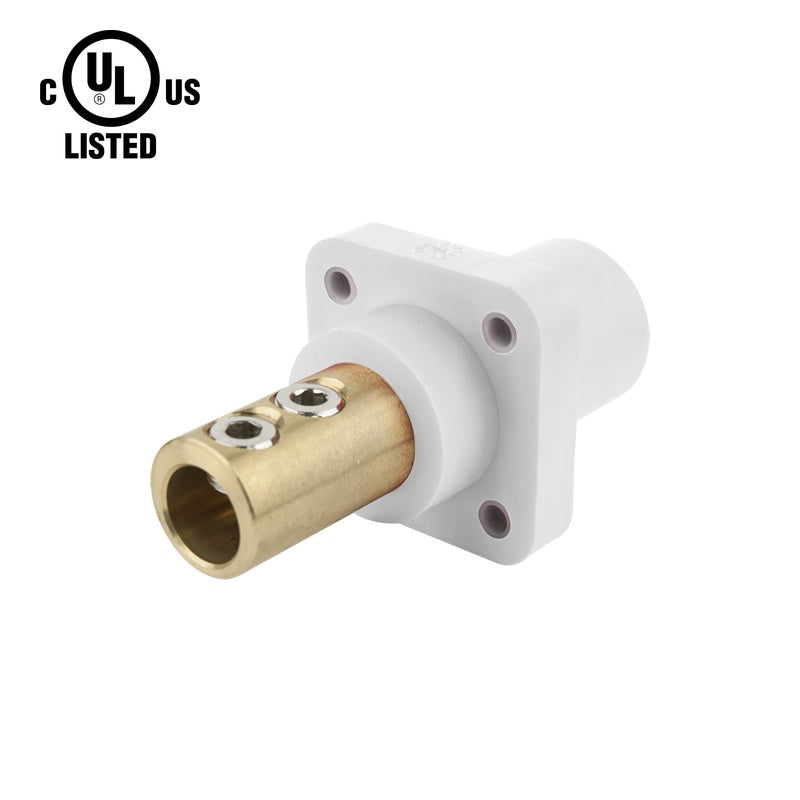 KL-400SSMW - K-LOK 400A Male CAM-Type Panel Mount Receptacle, Double Set Screw, White