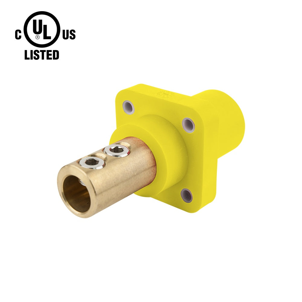 KL-400SSMY - K-LOK 400A Male CAM-Type Panel Mount Receptacle, Double Set Screw, Yellow