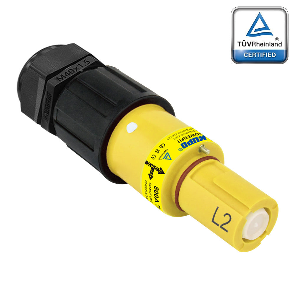 PFLD-2Y-C300-400-M40-M50 - PowerFit 800A Line Drain, L2 (Line 2) Yellow