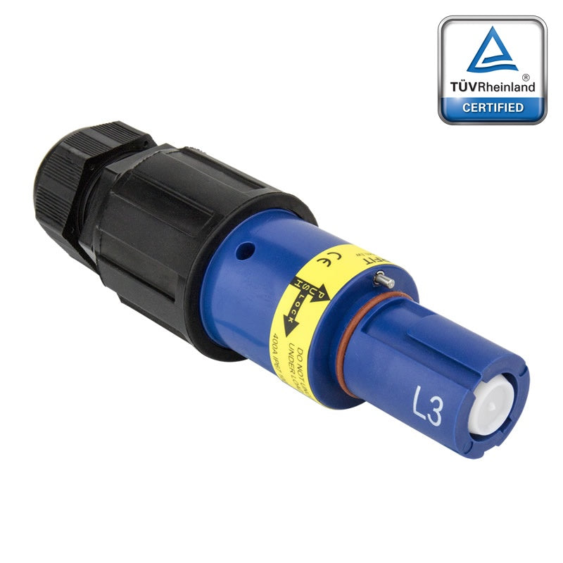 PFLD-3BL-S120M40A - PowerFit 400A Drain Line Connector, Blue (L3)