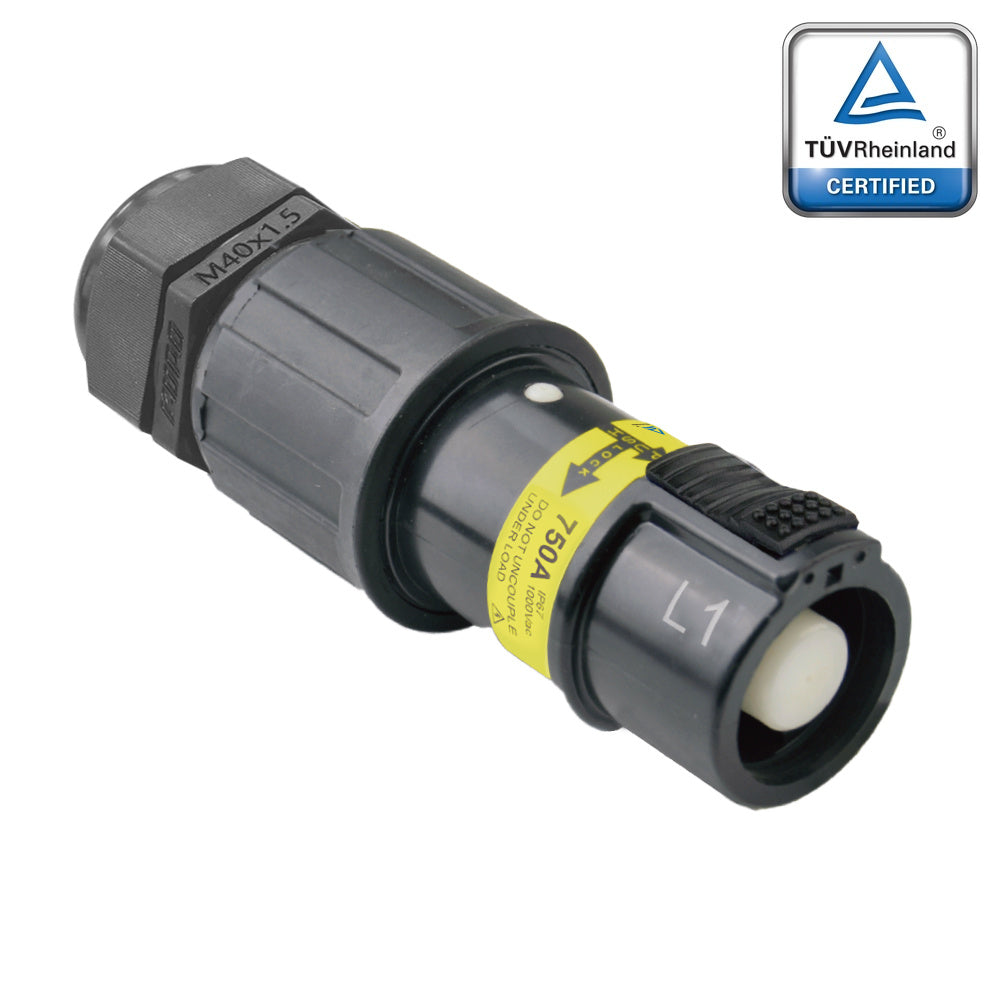 PFLS-1BK-C300M40 - PowerFit 750A Source Line Connector, Black (L1)