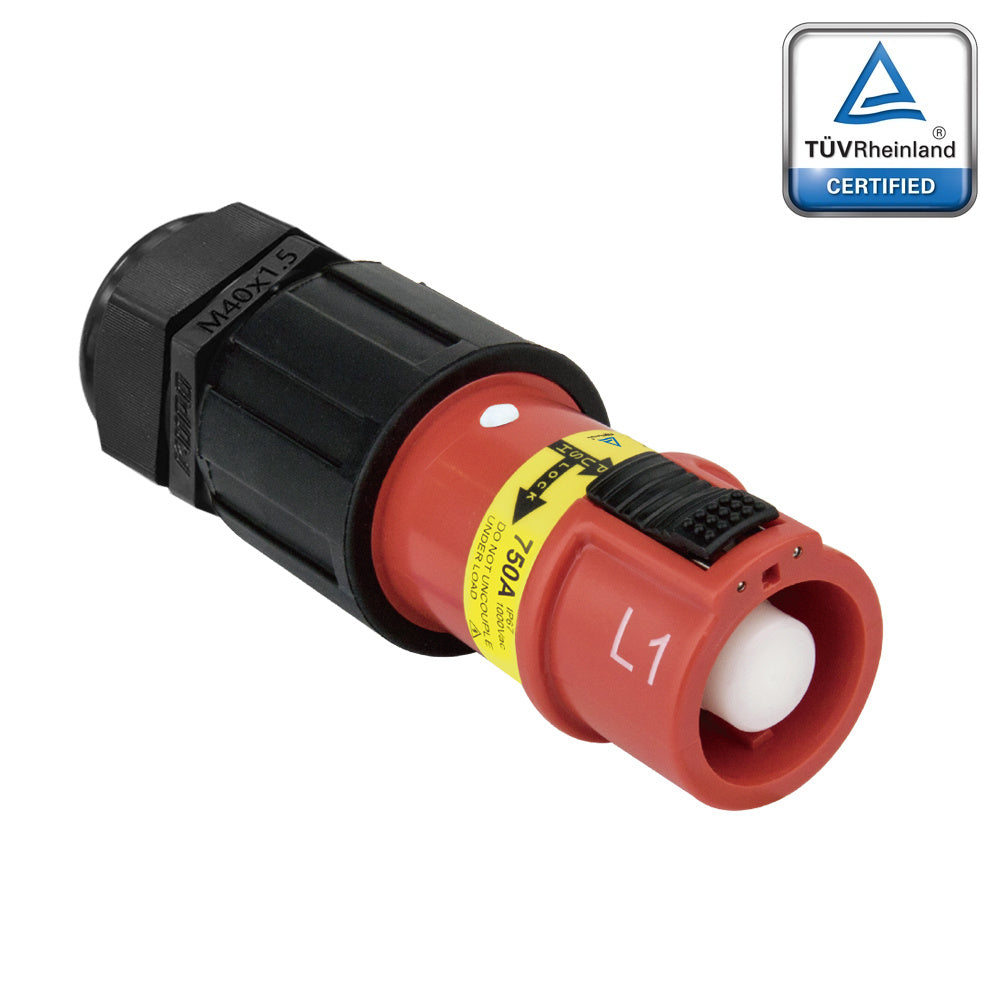 PFLS-1R-C300M40 - PowerFit 750A Source Line Connector, Red (L1)
