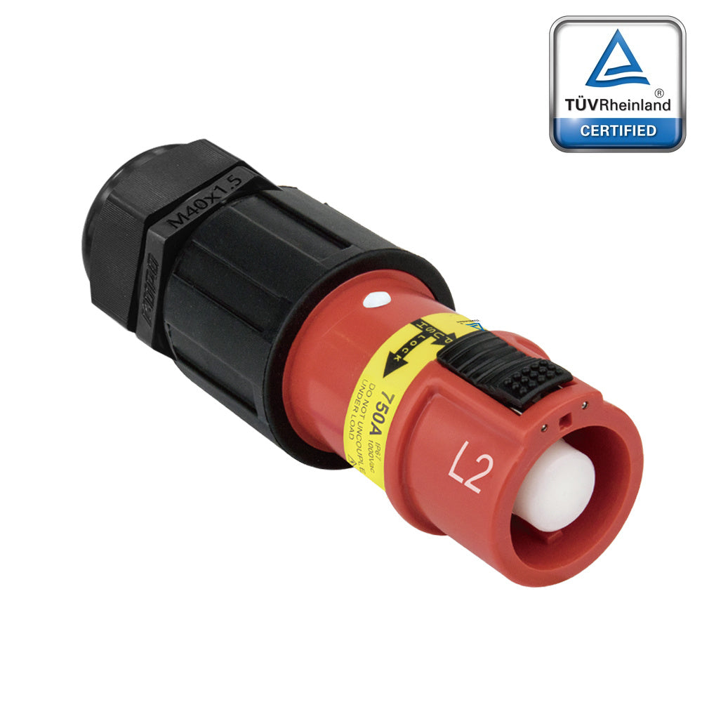 PFLS-2R-C300M40 - PowerFit 750A Source Line Connector, Red (L2)