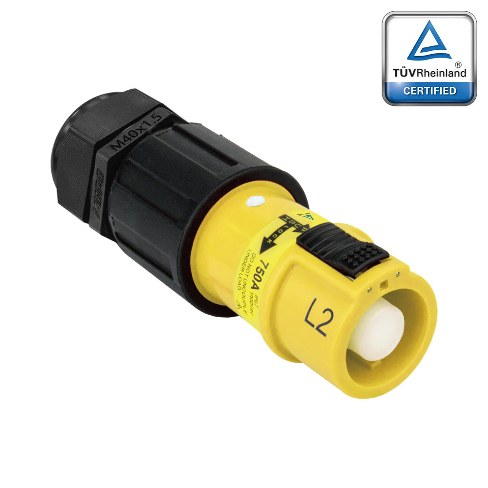 PFLS-2Y-C300M40 - PowerFit 750A Source Line Connector, Yellow (L2)
