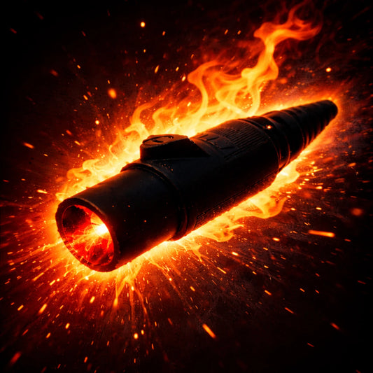 Overheated industrial power connector showing warning signs of thermal damage