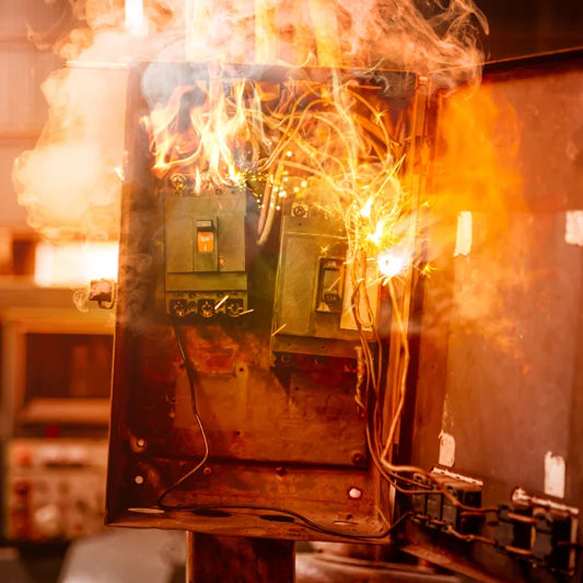 an image of sparks coming out from a electric panel 