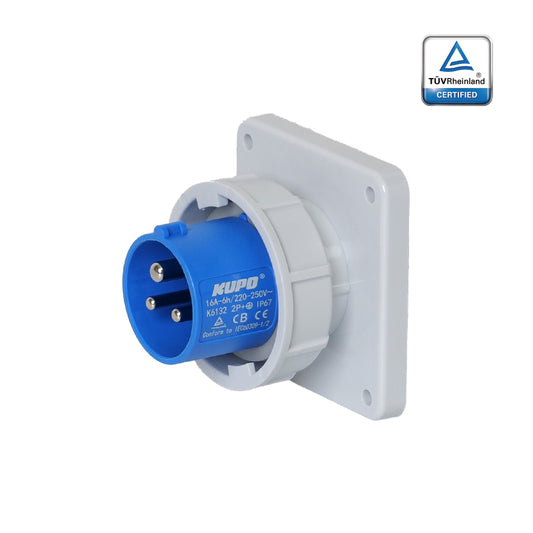 KUPO K6132 Appliance Male - 16A 6h IP67, 2P+E, 220-250V