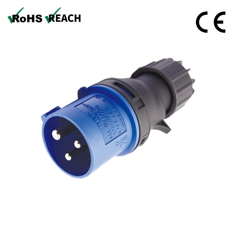KHTN013-BK - KUPO CEE Form 16A 3-Pole Industrial Plug, 230V, IP44
