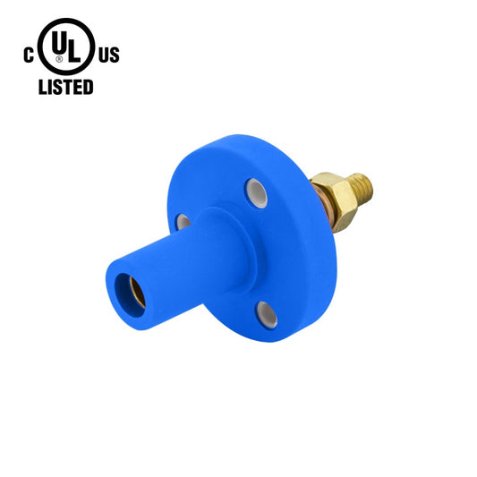 KL-150SFB - K-LOK 150A Female CAM-Type Panel Mount Receptacle, Threaded Stud, Blue