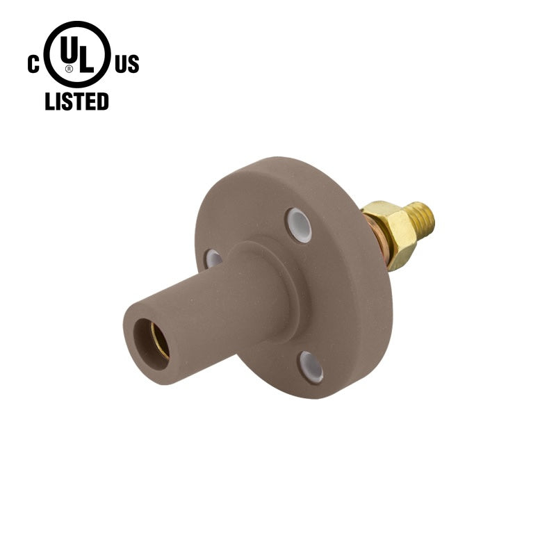 KL-150SFBN - K-LOK 150A Female CAM-Type Panel Mount Receptacle, Threaded Stud, Brown