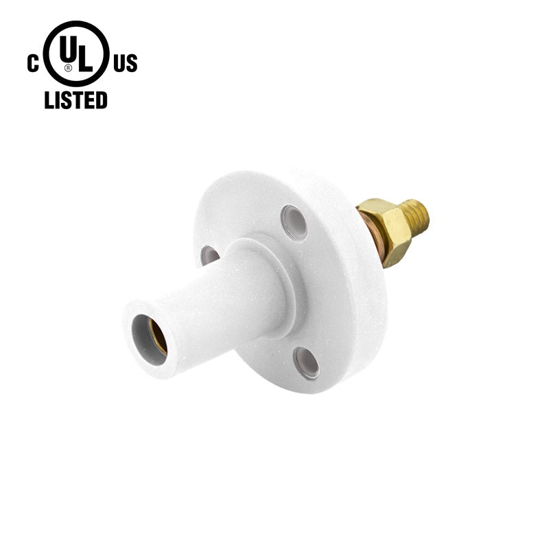 KL-150SFW - K-LOK 150A Female CAM-Type Panel Mount Receptacle, Threaded Stud, White