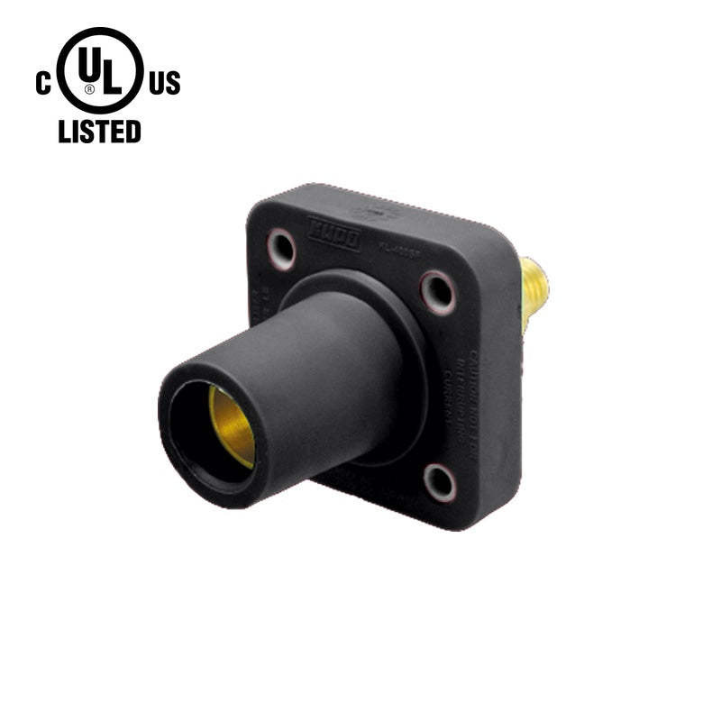 KL-400SFBK - K-LOK 400A Female CAM-Type Panel Mount Receptacle, Threaded Stud, Black