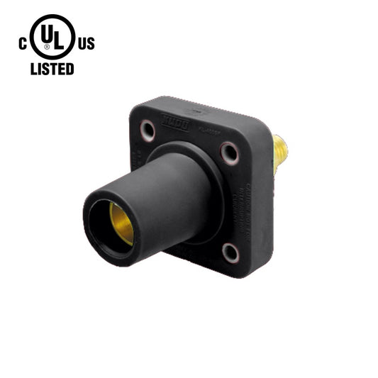 KL-400SFBK - K-LOK 400A Female CAM-Type Panel Mount Receptacle, Threaded Stud, Black