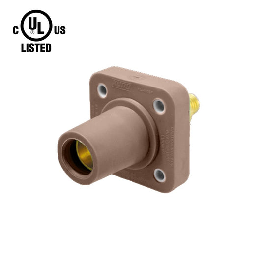KL-400SFBN - K-LOK 400A Female CAM-Type Panel Mount Receptacle, Threaded Stud, Brown