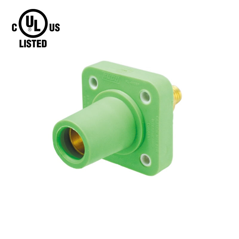 KL-400SFG - K-LOK 400A Female CAM-Type Panel Mount Receptacle, Threaded Stud, Green