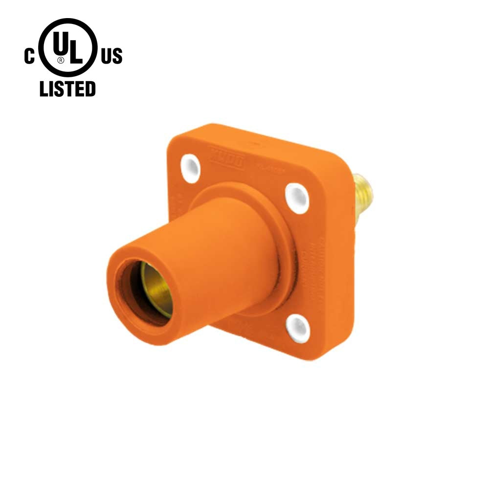 KL-400SFO - K-LOK 400A Female CAM-Type Panel Mount Receptacle, Threaded Stud, Orange