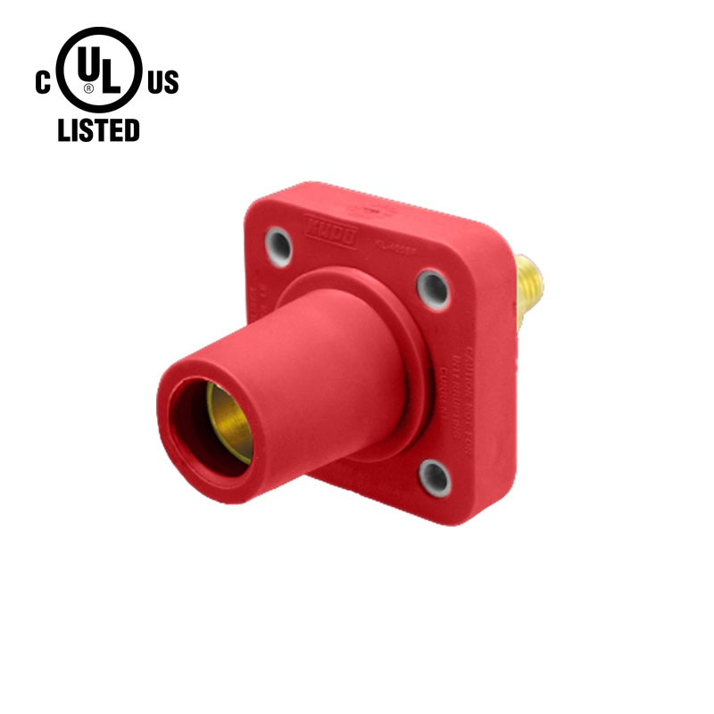 KL-400SFR - K-LOK 400A Female CAM-Type Panel Mount Receptacle, Threaded Stud, Red