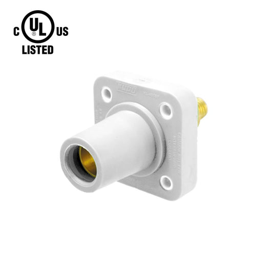 KL-400SFW - K-LOK 400A Female CAM-Type Panel Mount Receptacle, Threaded Stud, White