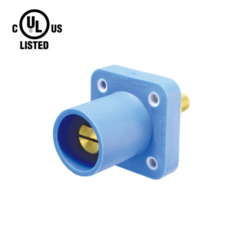 KL-400SMB - K-LOK 400A Male CAM-Type Panel Mount Receptacle, Threaded Stud, Blue