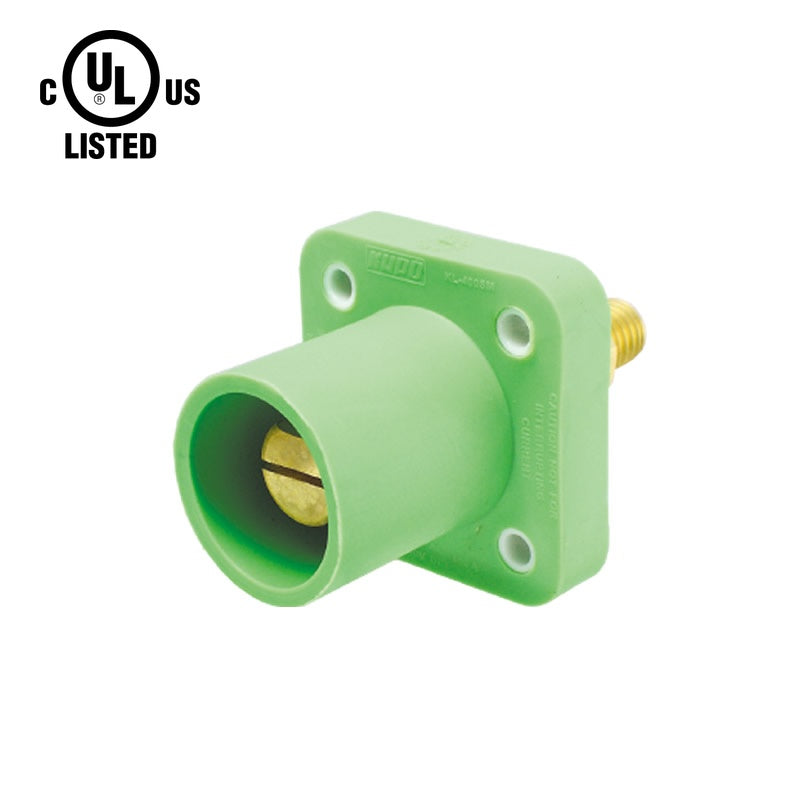 KL-400SMG - K-LOK 400A Male CAM-Type Panel Mount Receptacle, Threaded Stud, Green