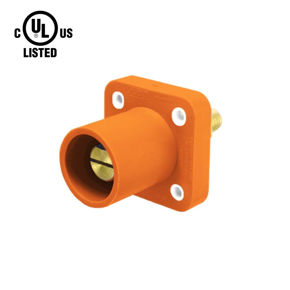KL-400SMO - K-LOK 400A Male CAM-Type Panel Mount Receptacle, Threaded Stud, Orange
