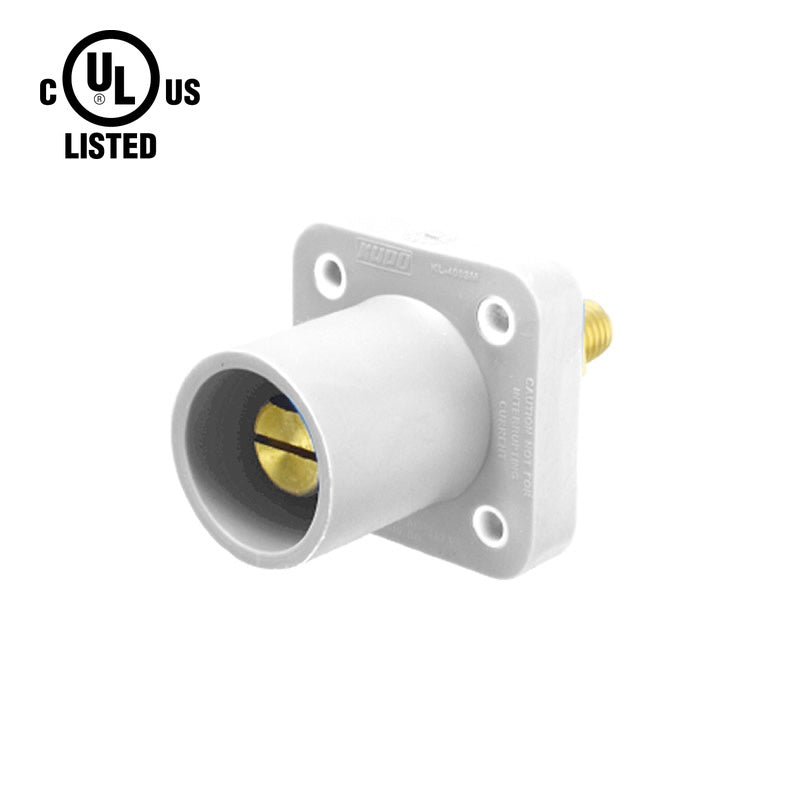 KL-400SMW - K-LOK 400A Male CAM-Type Panel Mount Receptacle, Threaded Stud, White