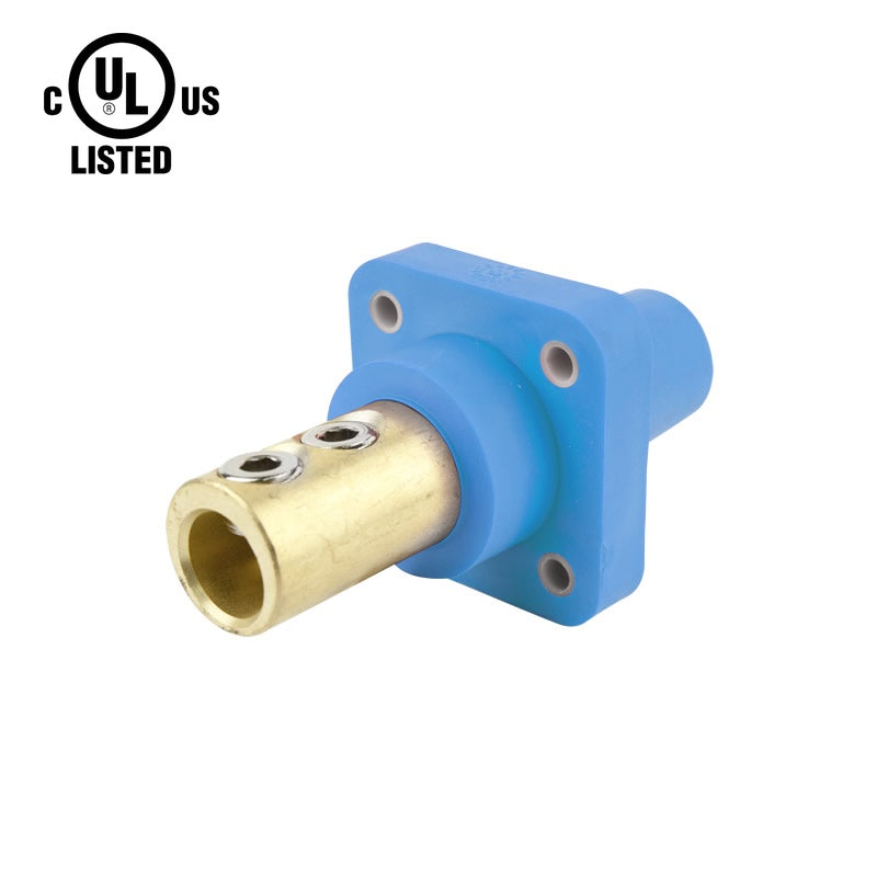 KL-400SSFB - K-LOK 400A Female CAM-Type Panel Mount Receptacle, Double Set Screw, Blue