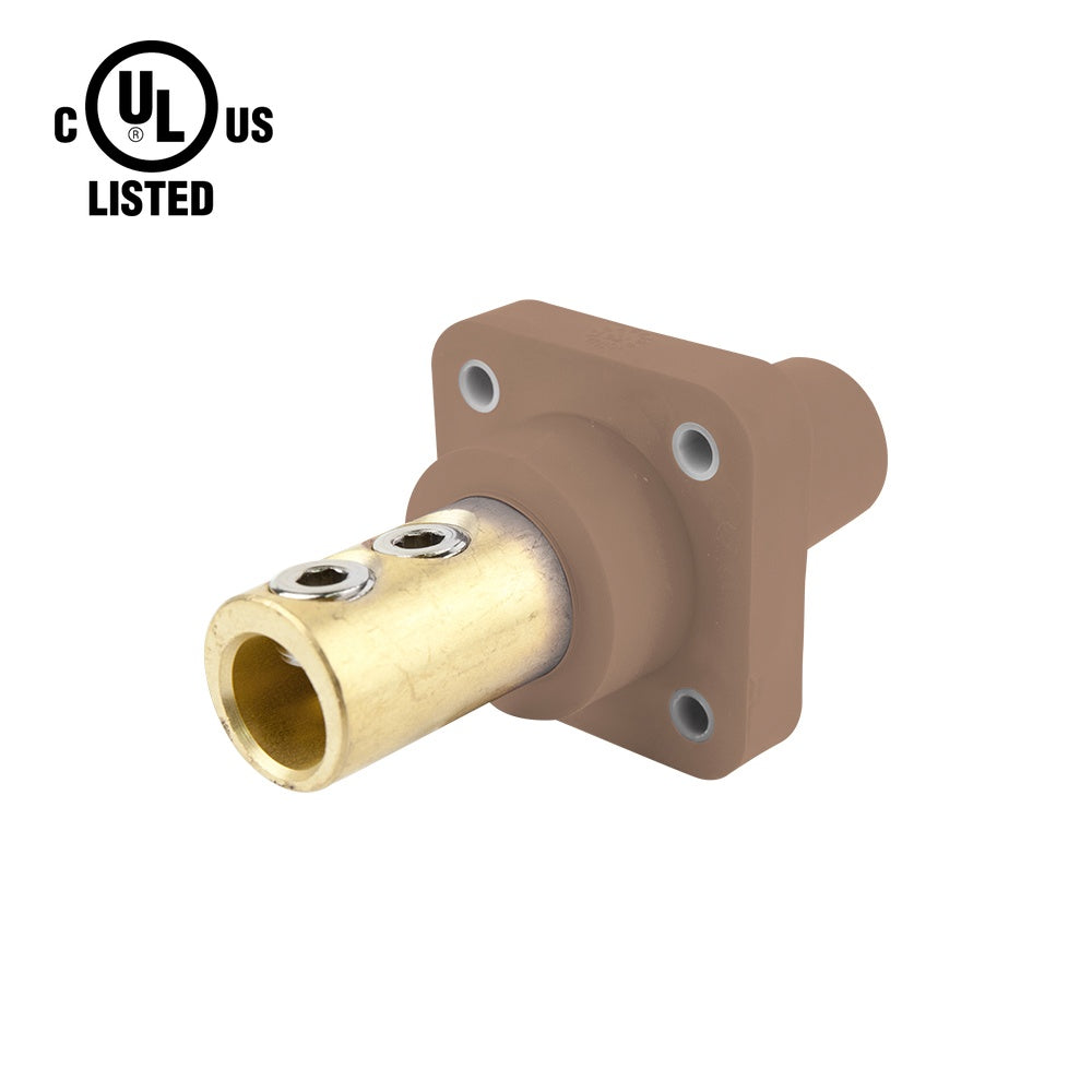 KL-400SSFBN - K-LOK 400A Female CAM-Type Panel Mount Receptacle, Double Set Screw, Brown