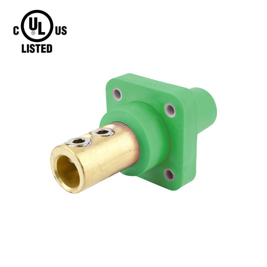 KL-400SSFG - K-LOK 400A Female CAM-Type Panel Mount Receptacle, Double Set Screw, Green