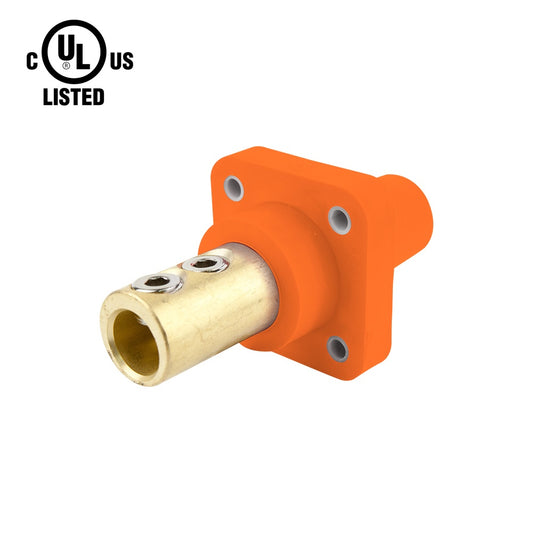 KL-400SSFO - K-LOK 400A Female CAM-Type Panel Mount Receptacle, Double Set Screw, Orange
