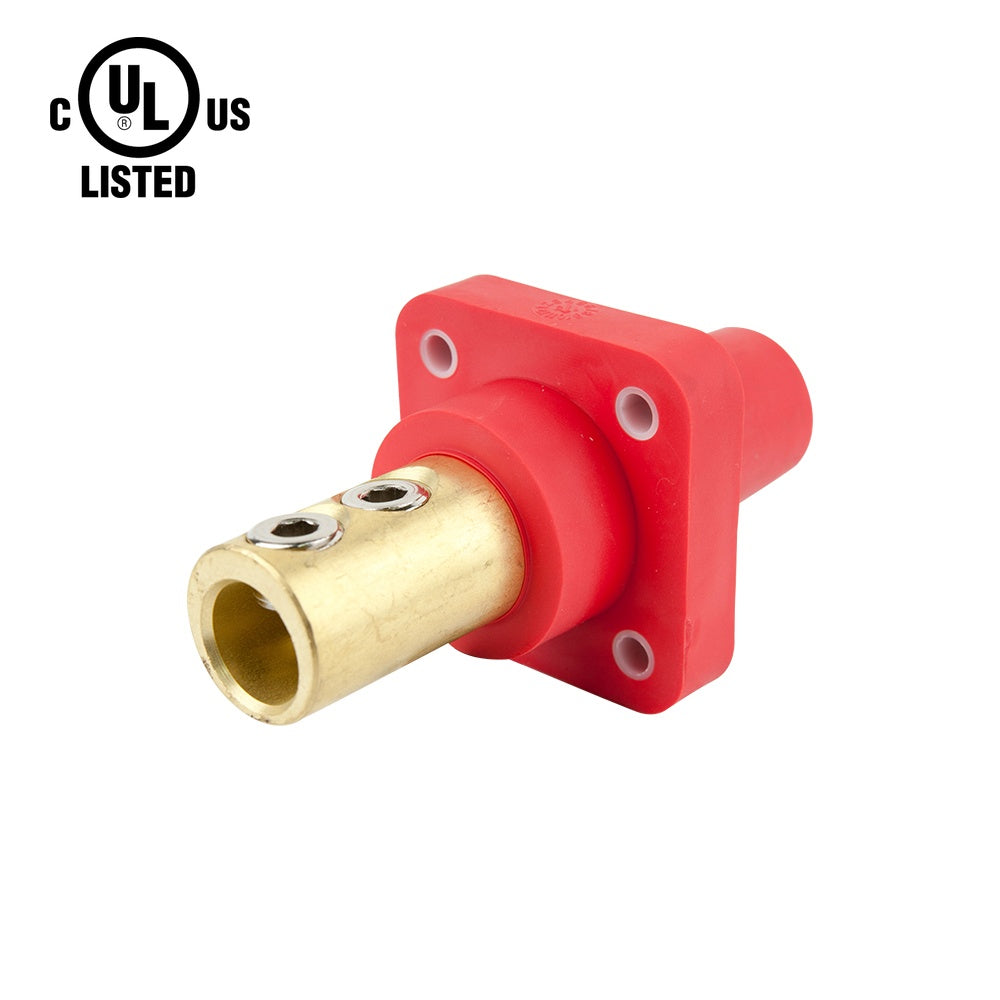 KL-400SSFR - K-LOK 400A Female CAM-Type Panel Mount Receptacle, Double Set Screw, Red