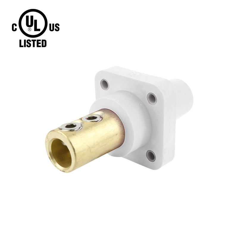 KL-400SSFW - K-LOK 400A Female CAM-Type Panel Mount Receptacle, Double Set Screw, White