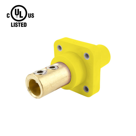 KL-400SSFY - K-LOK 400A Female CAM-Type Panel Mount Receptacle, Double Set Screw, Yellow
