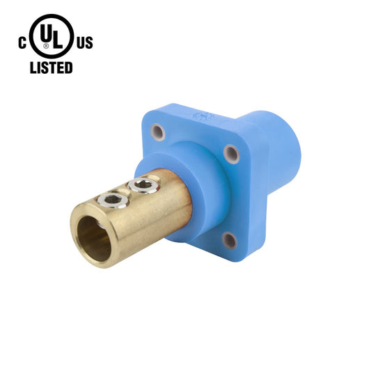 KL-400SSMB - K-LOK 400A Male CAM-Type Panel Mount Receptacle, Double Set Screw, Blue