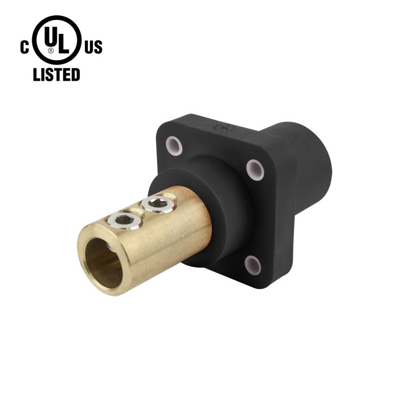 KL-400SSMBK - K-LOK 400A Male CAM-Type Panel Mount Receptacle, Double Set Screw, Black