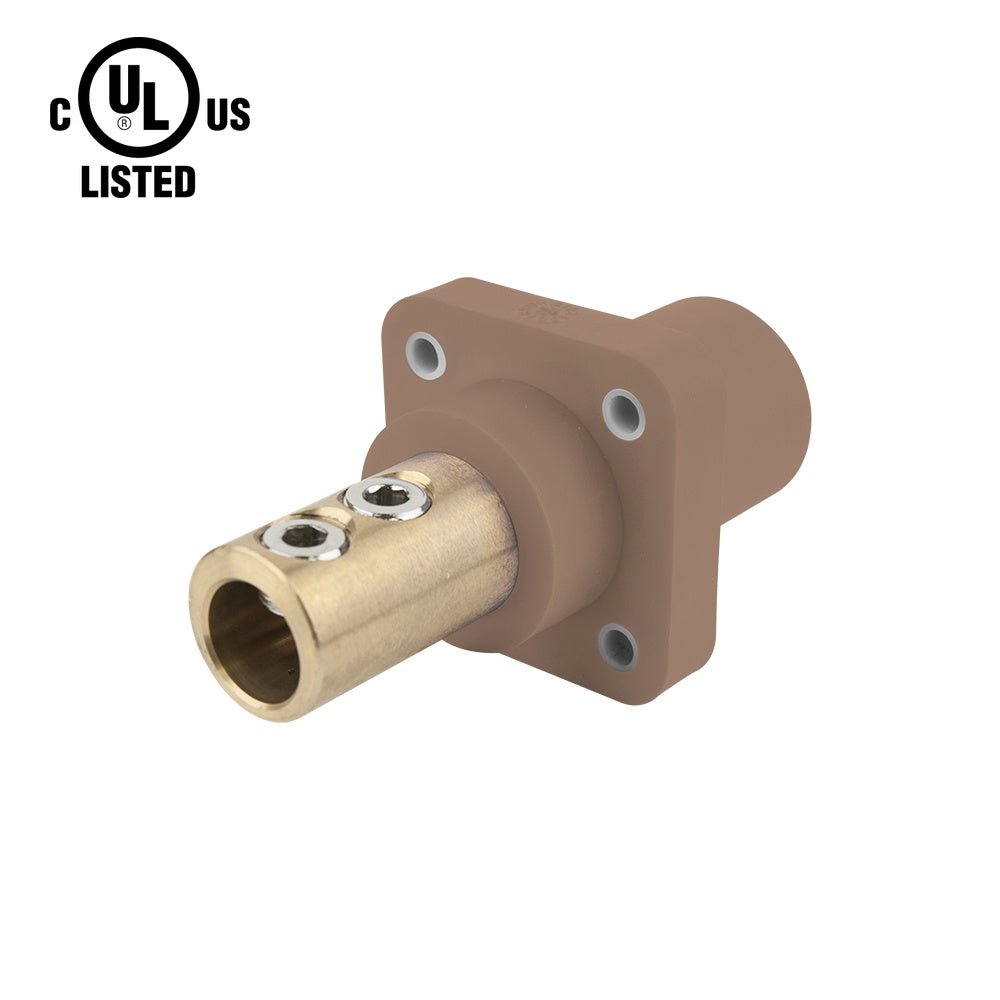 KL-400SSMBN - K-LOK 400A Male CAM-Type Panel Mount Receptacle, Double Set Screw, Brown