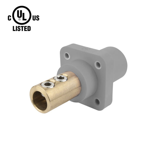 KL-400SSMGY - K-LOK 400A Male CAM-Type Panel Mount Receptacle, Double Set Screw, Grey
